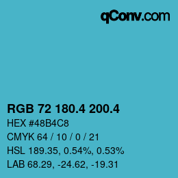 カラーコード: RGB 72 180.4 200.4 | qconv.com