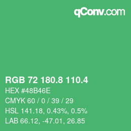 カラーコード: RGB 72 180.8 110.4 | qconv.com