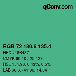 カラーコード: RGB 72 180.8 135.4 | qconv.com