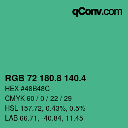カラーコード: RGB 72 180.8 140.4 | qconv.com