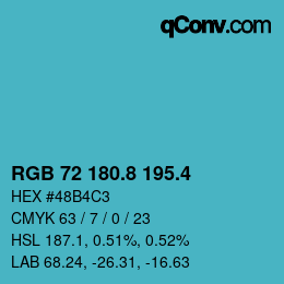 カラーコード: RGB 72 180.8 195.4 | qconv.com