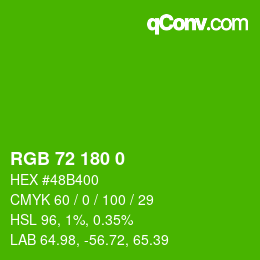 Farbcode: RGB 72 180 0 | qconv.com