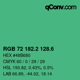 カラーコード: RGB 72 182.2 128.6 | qconv.com