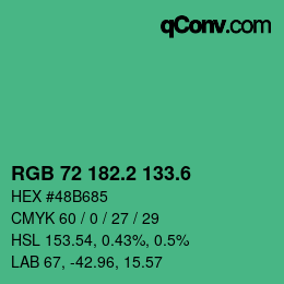 カラーコード: RGB 72 182.2 133.6 | qconv.com