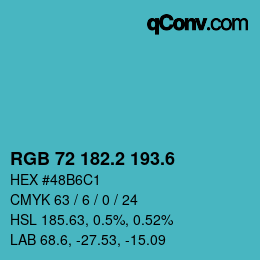 カラーコード: RGB 72 182.2 193.6 | qconv.com