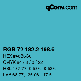 カラーコード: RGB 72 182.2 198.6 | qconv.com