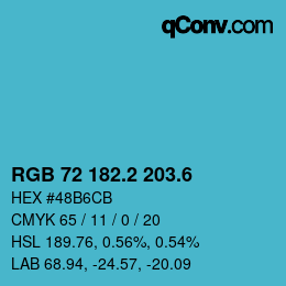 カラーコード: RGB 72 182.2 203.6 | qconv.com