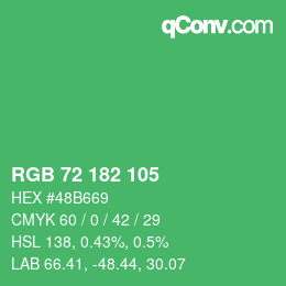 Color code: RGB 72 182 105 | qconv.com