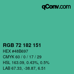 Color code: RGB 72 182 151 | qconv.com