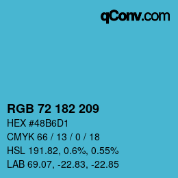 颜色代码: RGB 72 182 209 | qconv.com
