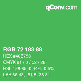 Color code: RGB 72 183 88 | qconv.com
