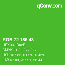 Color code: RGB 72 186 43 | qconv.com