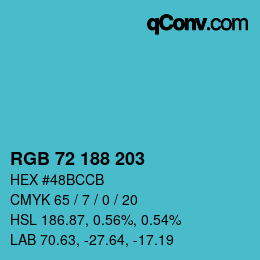 颜色代码: RGB 72 188 203 | qconv.com