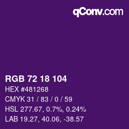 Farbcode: RGB 72 18 104 | qconv.com