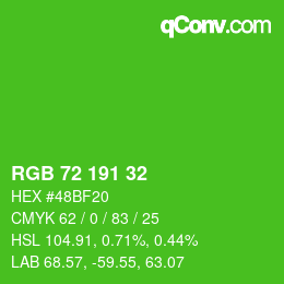 カラーコード: RGB 72 191 32 | qconv.com