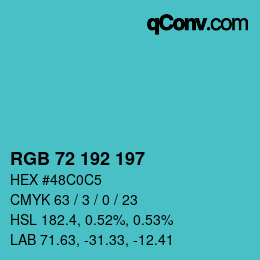 Color code: RGB 72 192 197 | qconv.com