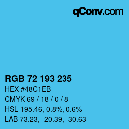 颜色代码: RGB 72 193 235 | qconv.com