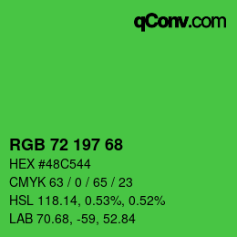 Color code: RGB 72 197 68 | qconv.com