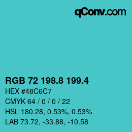 カラーコード: RGB 72 198.8 199.4 | qconv.com