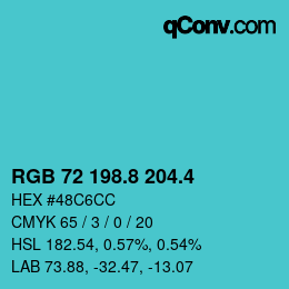 カラーコード: RGB 72 198.8 204.4 | qconv.com