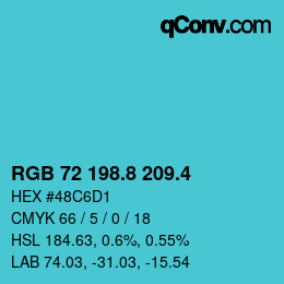 カラーコード: RGB 72 198.8 209.4 | qconv.com