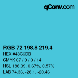 カラーコード: RGB 72 198.8 219.4 | qconv.com