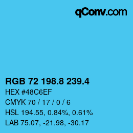 カラーコード: RGB 72 198.8 239.4 | qconv.com