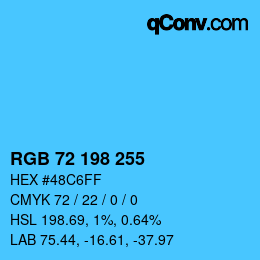 Color code: RGB 72 198 255 | qconv.com