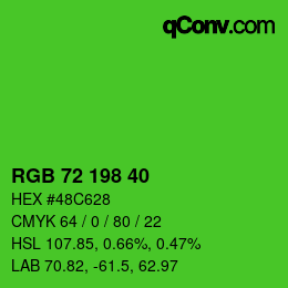 Color code: RGB 72 198 40 | qconv.com