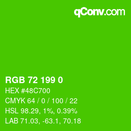 Color code: RGB 72 199 0 | qconv.com