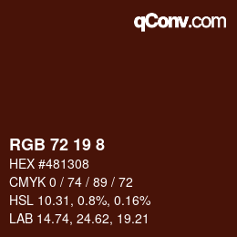 Color code: RGB 72 19 8 | qconv.com