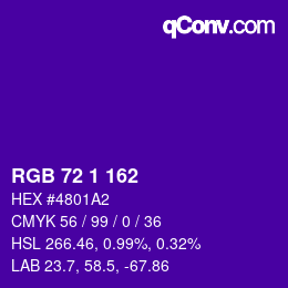 颜色代码: RGB 72 1 162 | qconv.com