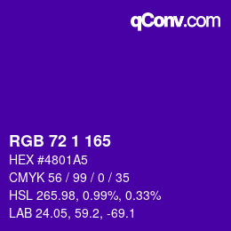 Color code: RGB 72 1 165 | qconv.com