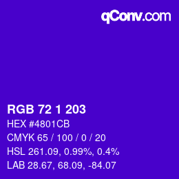 Color code: RGB 72 1 203 | qconv.com