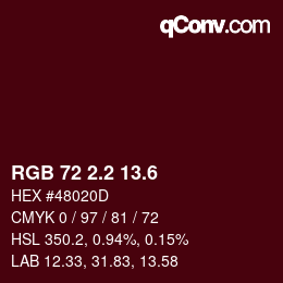 カラーコード: RGB 72 2.2 13.6 | qconv.com