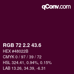 カラーコード: RGB 72 2.2 43.6 | qconv.com