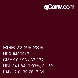 カラーコード: RGB 72 2.6 23.6 | qconv.com