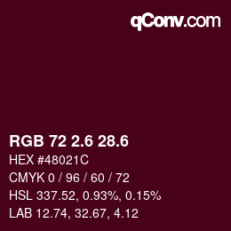 カラーコード: RGB 72 2.6 28.6 | qconv.com