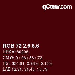 カラーコード: RGB 72 2.6 8.6 | qconv.com