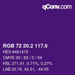 カラーコード: RGB 72 20.2 117.6 | qconv.com