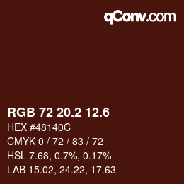 カラーコード: RGB 72 20.2 12.6 | qconv.com