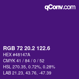 カラーコード: RGB 72 20.2 122.6 | qconv.com