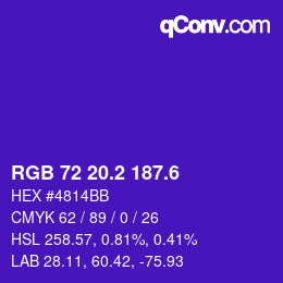 カラーコード: RGB 72 20.2 187.6 | qconv.com