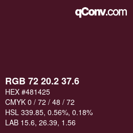 カラーコード: RGB 72 20.2 37.6 | qconv.com