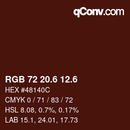 カラーコード: RGB 72 20.6 12.6 | qconv.com