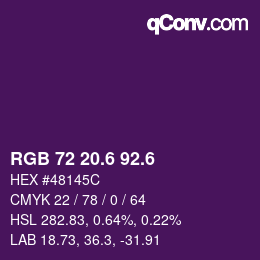 カラーコード: RGB 72 20.6 92.6 | qconv.com