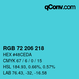 カラーコード: RGB 72 206 218 | qconv.com