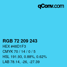 Color code: RGB 72 209 243 | qconv.com