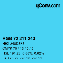 Color code: RGB 72 211 243 | qconv.com