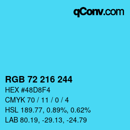 Color code: RGB 72 216 244 | qconv.com